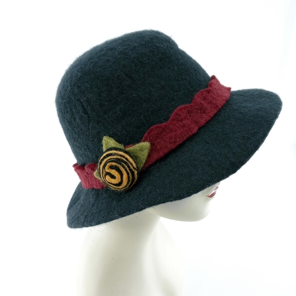 Handmade Black Boiled Wool‎ Brim Hat - Picture 1 of 6